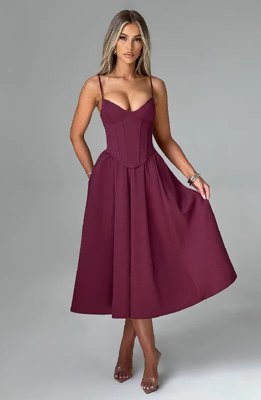 Midi dresses with one - shoulder designs for a modern and asymmetric style Mariella Midi Dress - Cherry Lacquer Midi dresses with one - shoulder designs for a modern and asymmetric style Mariella Midi Dress - Cherry Lacquer