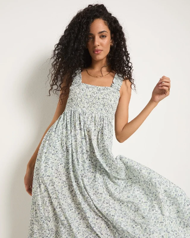 Ruffled mini dresses for a romantic touch Printed Serene Smocked Maxi Dress