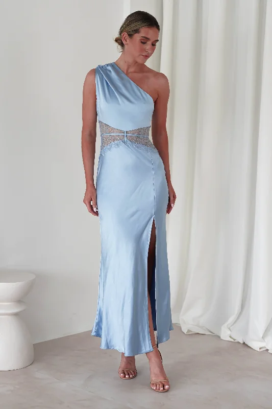 Plaid midi dresses for a fall - themed family gathering Valentina Soft Satin Maxi Dress | Blue Plaid midi dresses for a fall - themed family gathering Valentina Soft Satin Maxi Dress | Blue