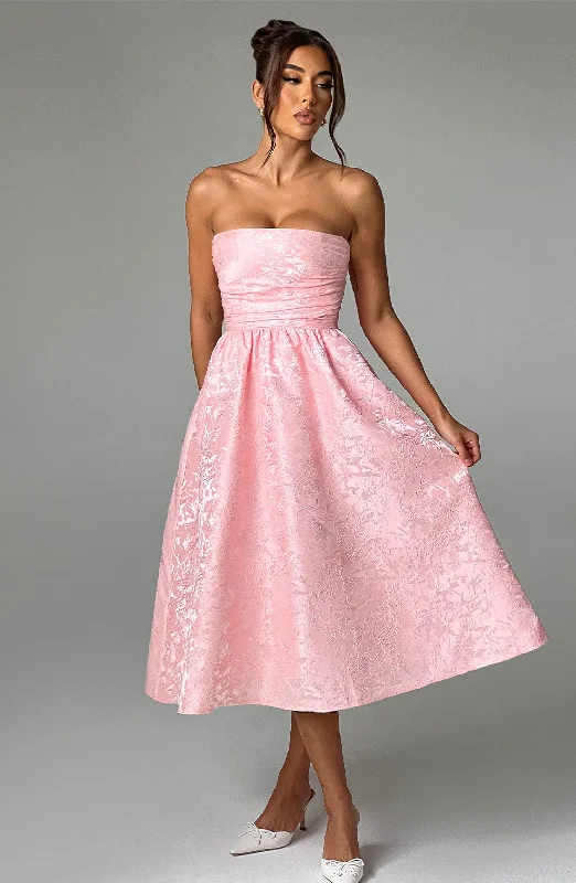 Midi dresses with printed lining for a hidden and stylish detail Saoirse Midi Dress - Blush Midi dresses with printed lining for a hidden and stylish detail Saoirse Midi Dress - Blush