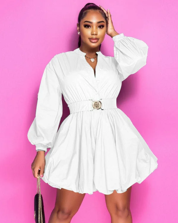Mini dresses with one - shoulder designs Belted Good Girl Dress