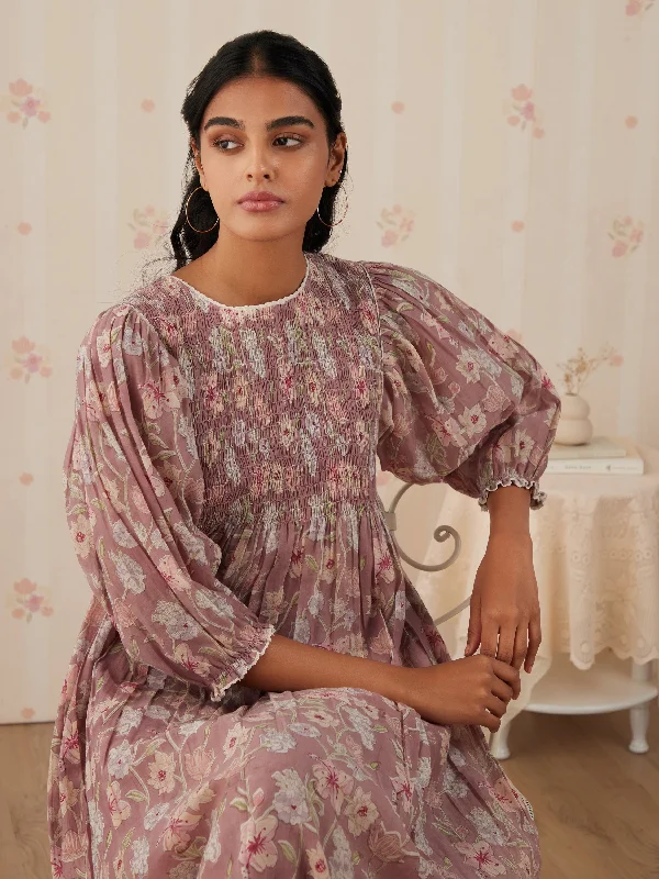 Midi dresses with ruffled hems for a romantic date night Plum Smock Midi Dress