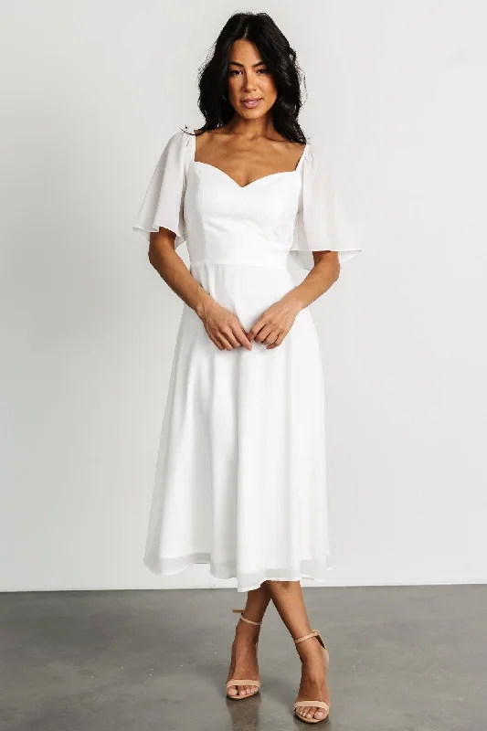 Midi dresses with button - down skirts for a unique and functional design Colette Sweetheart Midi Dress | White Midi dresses with button - down skirts for a unique and functional design Colette Sweetheart Midi Dress | White