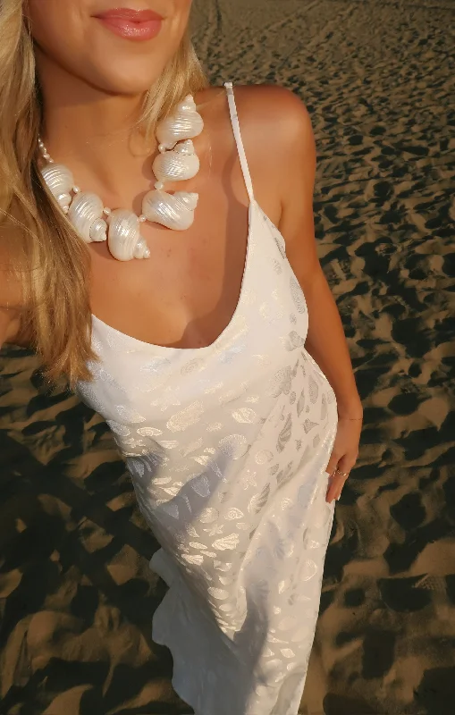 Midi dresses with geometric cutouts for a contemporary and edgy look Uptown Slip Dress ~ White Shell Satin Midi dresses with geometric cutouts for a contemporary and edgy look Uptown Slip Dress ~ White Shell Satin