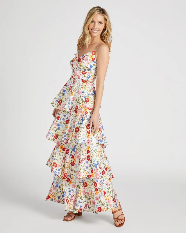 Sequined mini dresses for New Year's Eve Floral Tiered Dress