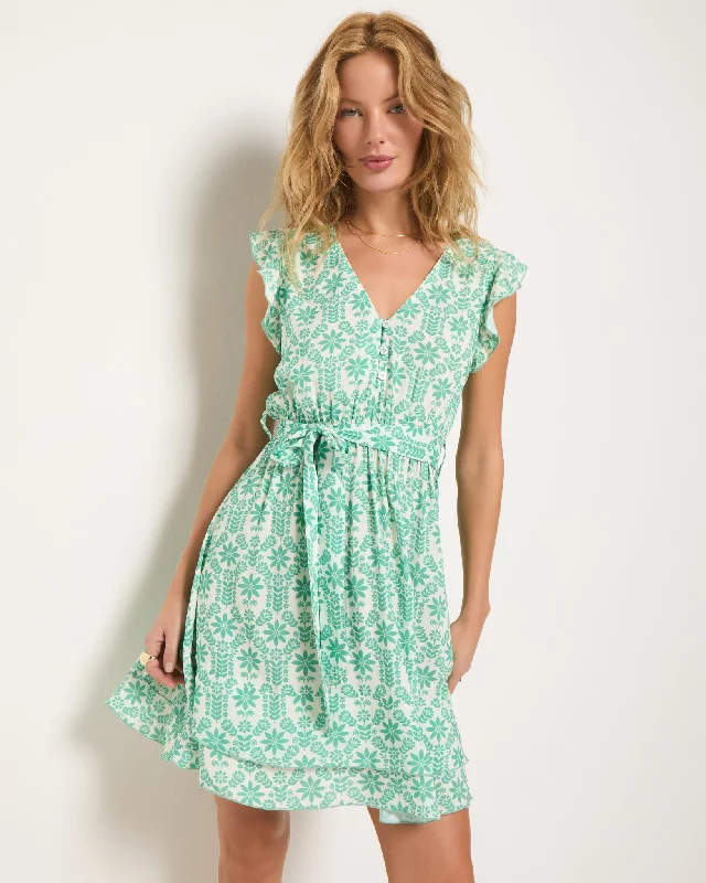 Mini dresses with spaghetti straps for a delicate look Printed Newport Ruffle Short Dress Mini dresses with spaghetti straps for a delicate look Printed Newport Ruffle Short Dress