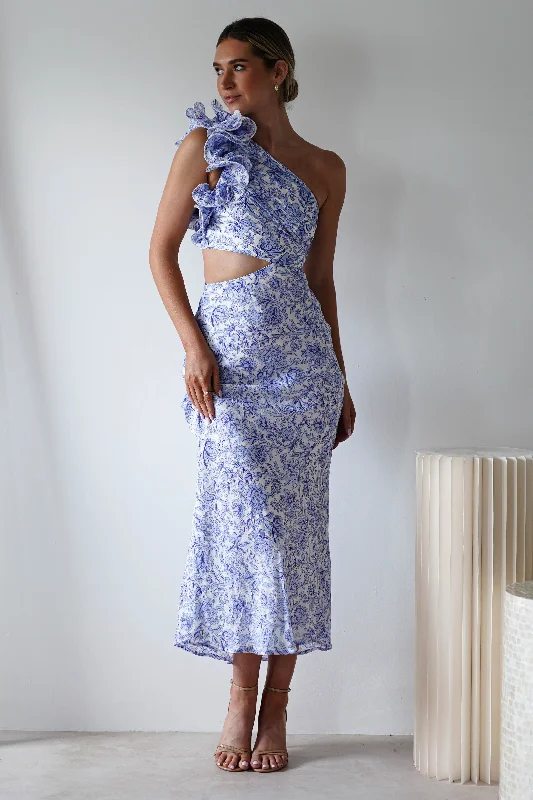 Midi dresses with belted waists to accentuate the figure Pertunia Cut Out Midaxi Dress | Blue Print Midi dresses with belted waists to accentuate the figure Pertunia Cut Out Midaxi Dress | Blue Print