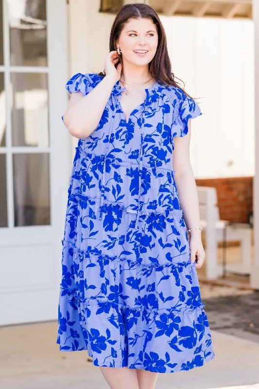 Midi dresses with abstract art prints for an artistic statement Talk About Beauty Dress, Blue Midi dresses with abstract art prints for an artistic statement Talk About Beauty Dress, Blue