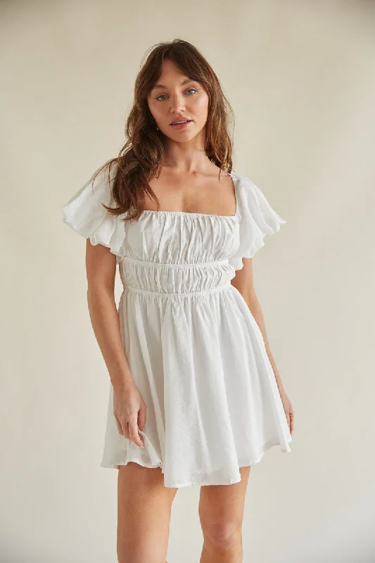 Mini dresses with beaded embellishments for a fancy event Santal Puff Sleeve Babydoll Mini Dress Mini dresses with beaded embellishments for a fancy event Santal Puff Sleeve Babydoll Mini Dress