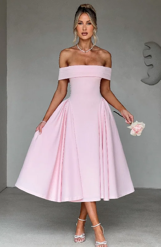 Midi dresses with animal prints for a bold and confident appearance Miranda Midi Dress - Blush Midi dresses with animal prints for a bold and confident appearance Miranda Midi Dress - Blush