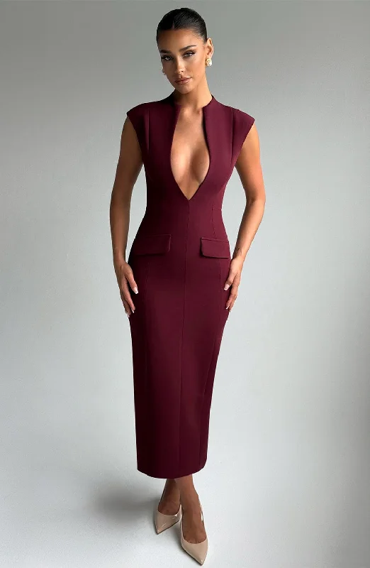 Maxi - inspired midi dresses with flowing fabrics for a beachy vibe Nellie Midi Dress - Cherry Lacquer Maxi - inspired midi dresses with flowing fabrics for a beachy vibe Nellie Midi Dress - Cherry Lacquer