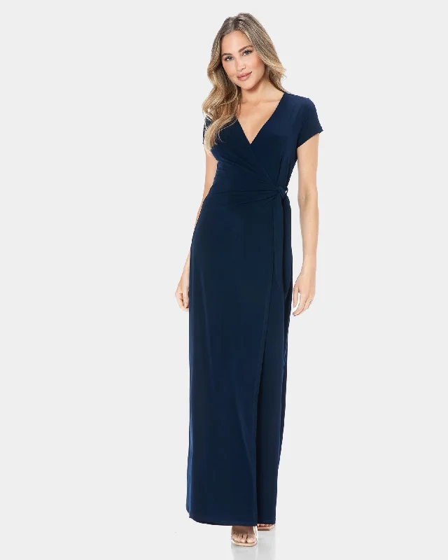 Mini dresses with puff sleeves for a vintage look Solid Wrap Maxi Dress