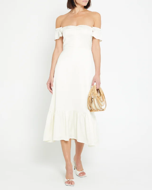 Sleeveless midi dresses with lace details for summer weddings Maria Dress