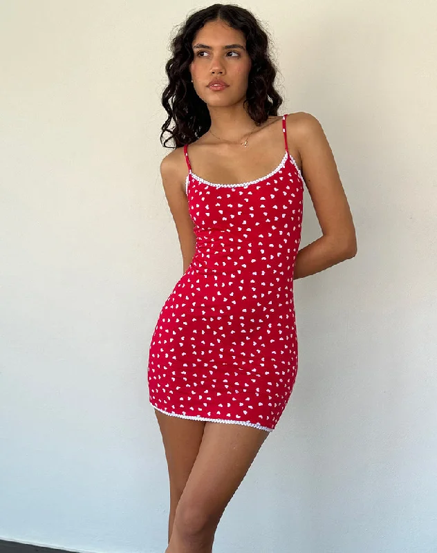 Velvet mini dresses for autumn weddings Riniki Bodycon Mini Dress in Heart Red