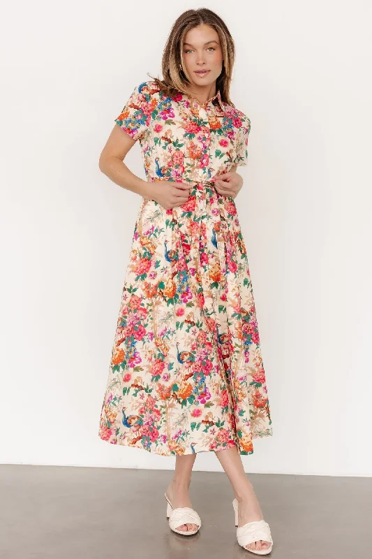 Midi dresses with pleated bodices for a classic and tailored look Melia Midi Dress | Multi Print Midi dresses with pleated bodices for a classic and tailored look Melia Midi Dress | Multi Print