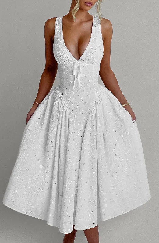 Wrap - style midi dresses in silk for a sophisticated office look Monroe Midi Dress - Ivory Wrap - style midi dresses in silk for a sophisticated office look Monroe Midi Dress - Ivory
