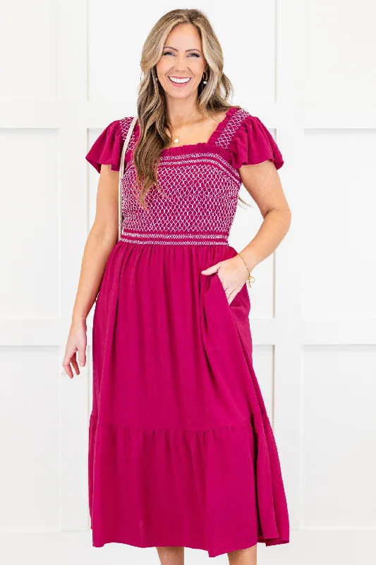 Midi dresses with tassel accents for a bohemian and free - spirited style If You Cared Enough Dress, Wildberry Midi dresses with tassel accents for a bohemian and free - spirited style If You Cared Enough Dress, Wildberry