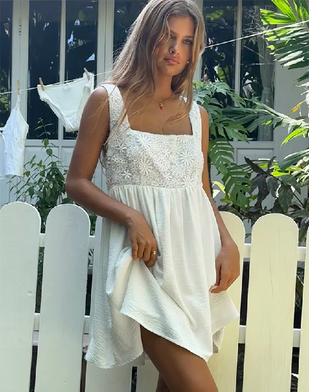 Mini dresses with cold - shoulder designs Liselotte Mini Dress in Ivory