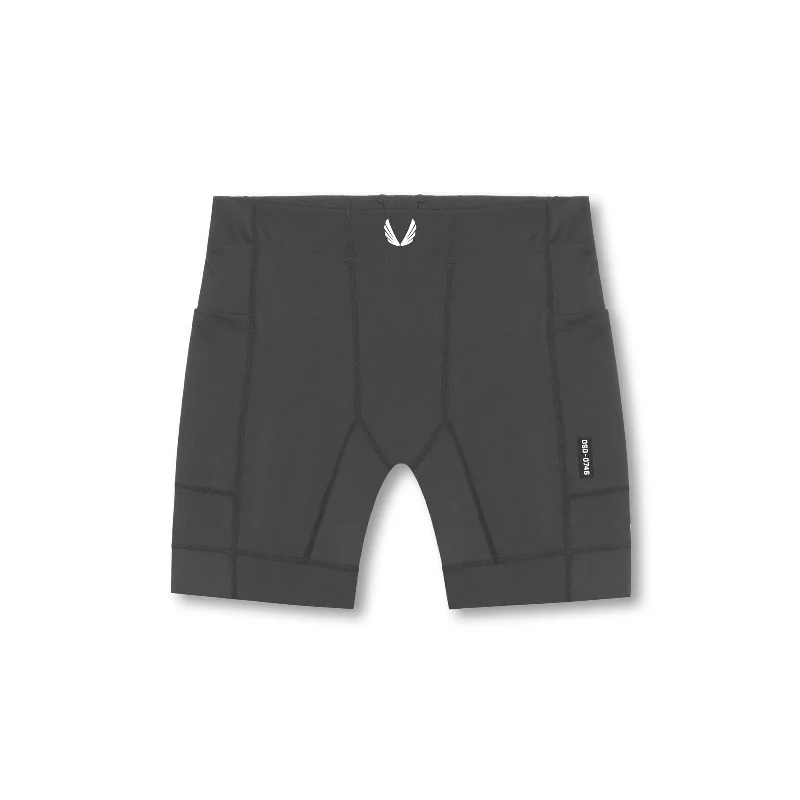 Women's Leather - Look Tight Trousers with Zipper Details in Dark Gray for an Urban Style0746. WarpFlexx™ Side Pocket 1/2-Length Legging - Space Grey