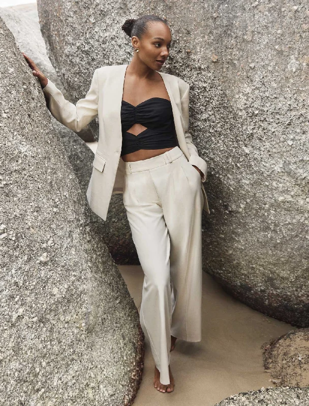 Plus Size Women's Elastic - Waist Culottes in Earth TonesAlyah Straight Leg Pants