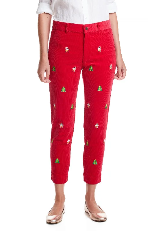 Women's Straight - Leg Linen Pants for a Breezy Summer LookBeachcomber Corduroy Ankle Capri Crimson with Rockin Around the Christmas Tree Women's Straight - Leg Linen Pants for a Breezy Summer LookBeachcomber Corduroy Ankle Capri Crimson with Rockin Around the Christmas Tree