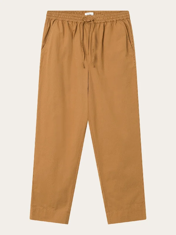Straight - Leg Women's Vegan Leather Pants for a Chic LookCHLOE barrel high-rise poplin elastic waistband pants - Brown Sugar Straight - Leg Women's Vegan Leather Pants for a Chic LookCHLOE barrel high-rise poplin elastic waistband pants - Brown Sugar