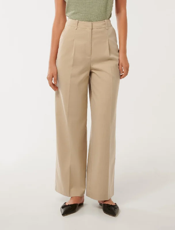 Plus Size Women's Pleated Front Dress Pants for Office WearDelaney Wide Leg Pants