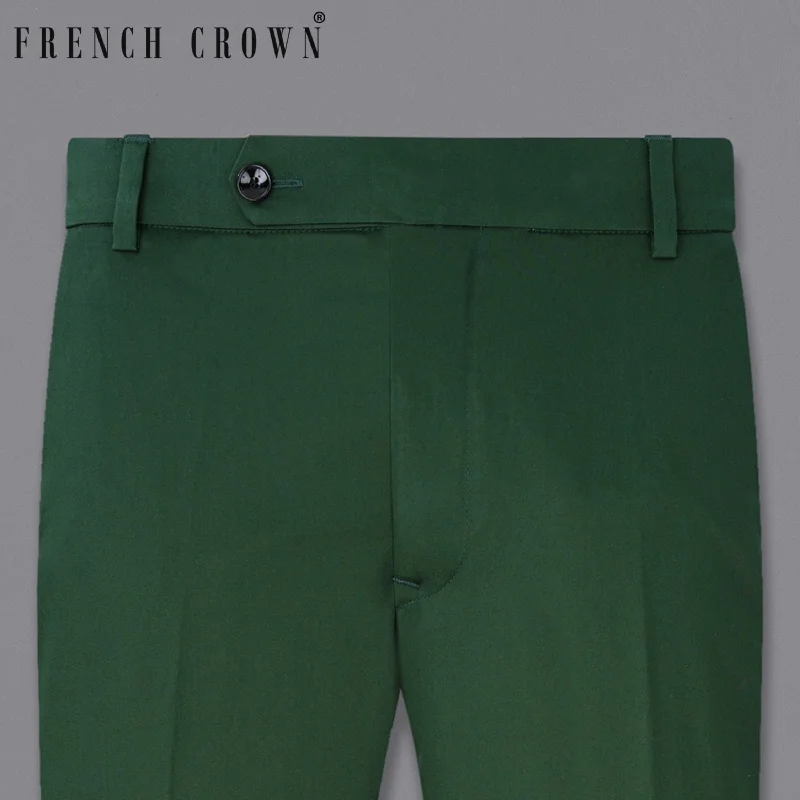 Cropped Women's Corduroy Pants in Autumn ColorsEverglade Green Textured Pant