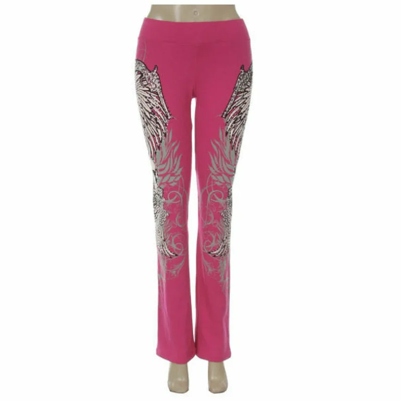Plus Size Women's Sheer Tight Trousers in Nude for a Subtle and Stylish StatementFrench Terry Wings & Skull Lounge Pants Plus Size Women's Sheer Tight Trousers in Nude for a Subtle and Stylish StatementFrench Terry Wings & Skull Lounge Pants