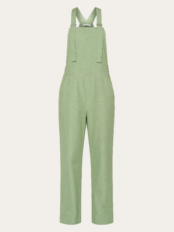 Cigarette Style Women's Printed Linen Blend Pants for Casual DaysGALE straight slub yarn jumpsuit - GOTS/Vegan - Shale Green Cigarette Style Women's Printed Linen Blend Pants for Casual DaysGALE straight slub yarn jumpsuit - GOTS/Vegan - Shale Green
