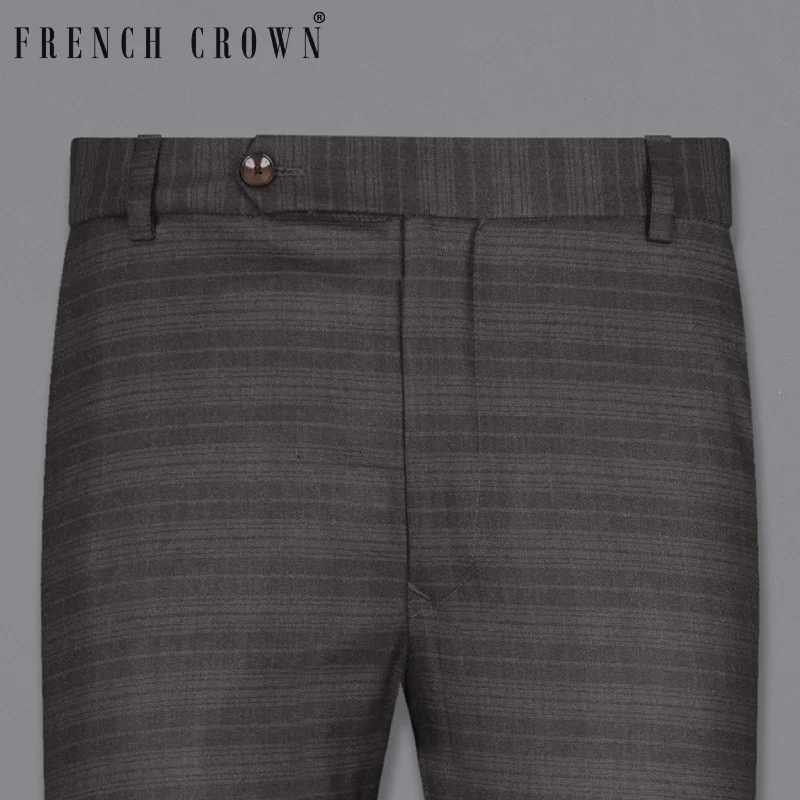 Tapered Leg Women's Wool Blend Trousers for WinterGrape Grey Striped Woolrich Pant