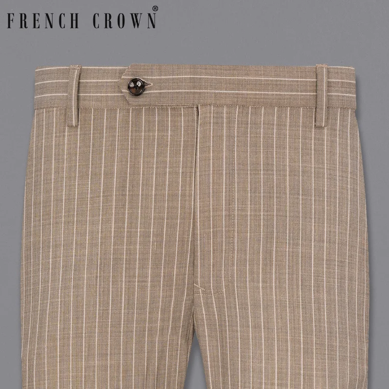 Bootcut Style Women's Stretch Denim Jeans in Dark WashHemp Brown Striped Pant