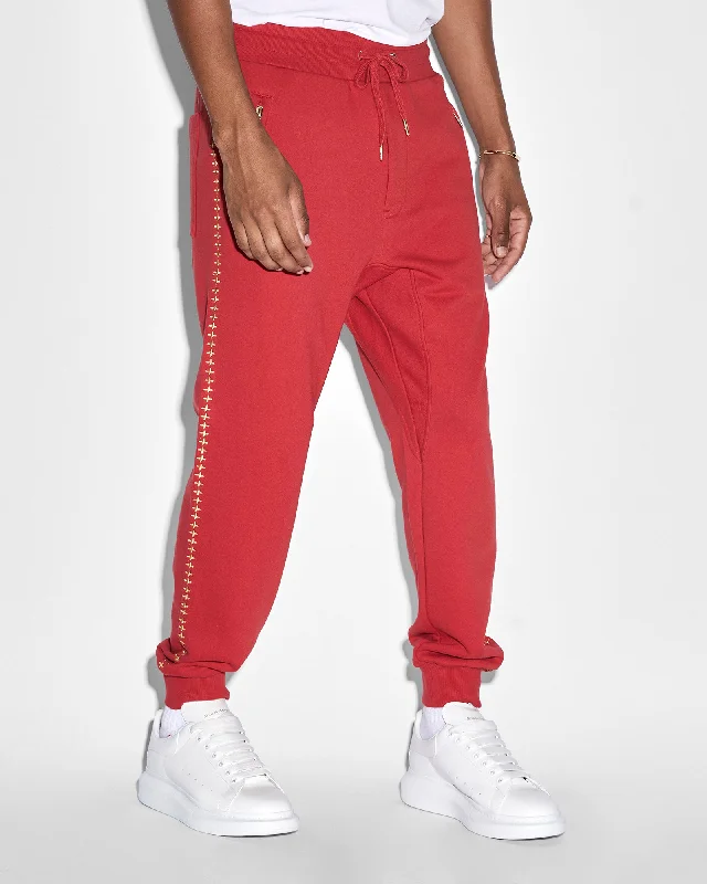 Flare Leg Women's Satin Trousers for a Glamorous Night OutKSUBI 23 RESTORE TRAK RED