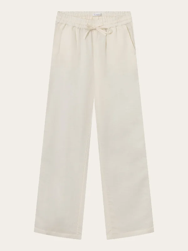 Cropped Women's Corduroy Pants in Autumn ColorsLinen Mix Elastic Waist Pants - Buttercream Cropped Women's Corduroy Pants in Autumn ColorsLinen Mix Elastic Waist Pants - Buttercream