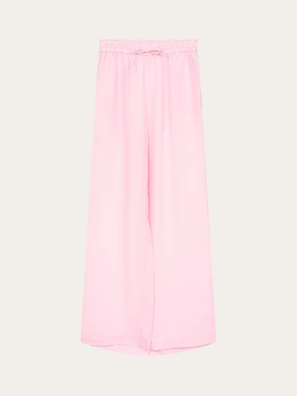 Wide - Leg Women's Chiffon Palazzo Pants for a Flowy AppealLinen Mix Elastic Waist Pants - Parfait Pink Wide - Leg Women's Chiffon Palazzo Pants for a Flowy AppealLinen Mix Elastic Waist Pants - Parfait Pink