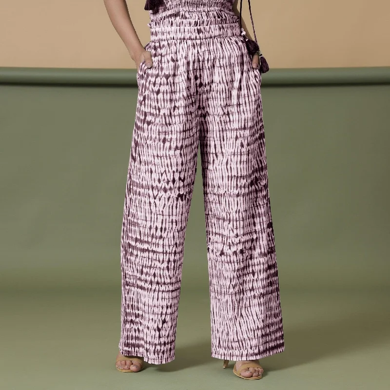 Cropped Women's Corduroy Pants in Autumn ColorsMaroon Tie-Dye Cotton High-Rise Elasticated Paperbag Pant