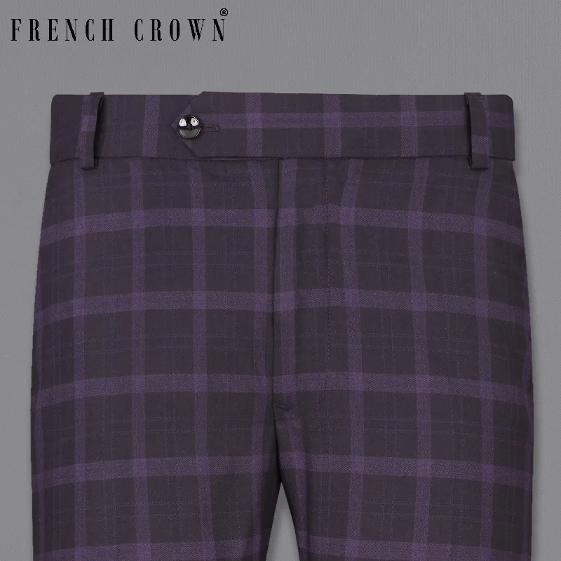 Plus Size Women's Cargo Pants with Multiple Pockets for HikingMelanzane Violet and Mortar Purple Plaid Pant Plus Size Women's Cargo Pants with Multiple Pockets for HikingMelanzane Violet and Mortar Purple Plaid Pant