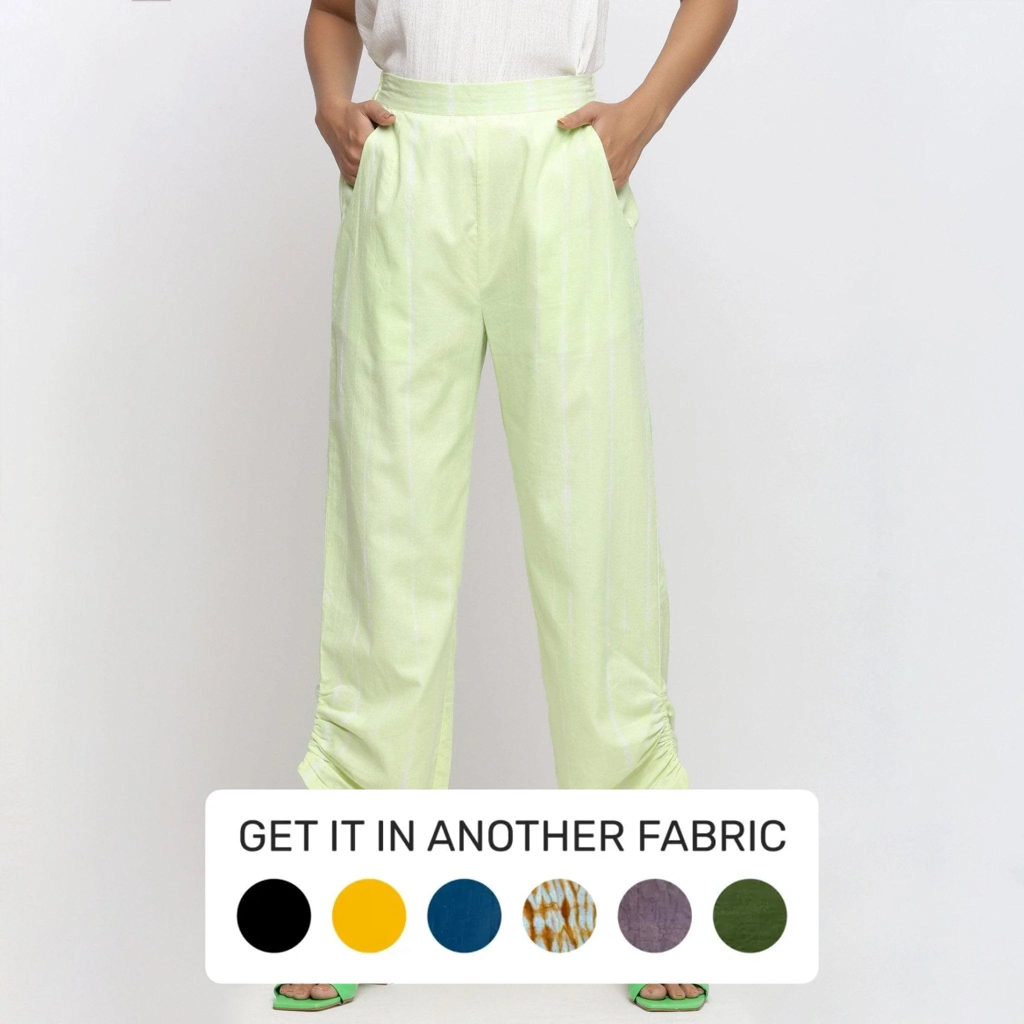 Palazzo Style Women's Printed Trousers in Bohemian PatternsMint Green Tie-Dye Mid-Rise Elasticated Pant Palazzo Style Women's Printed Trousers in Bohemian PatternsMint Green Tie-Dye Mid-Rise Elasticated Pant
