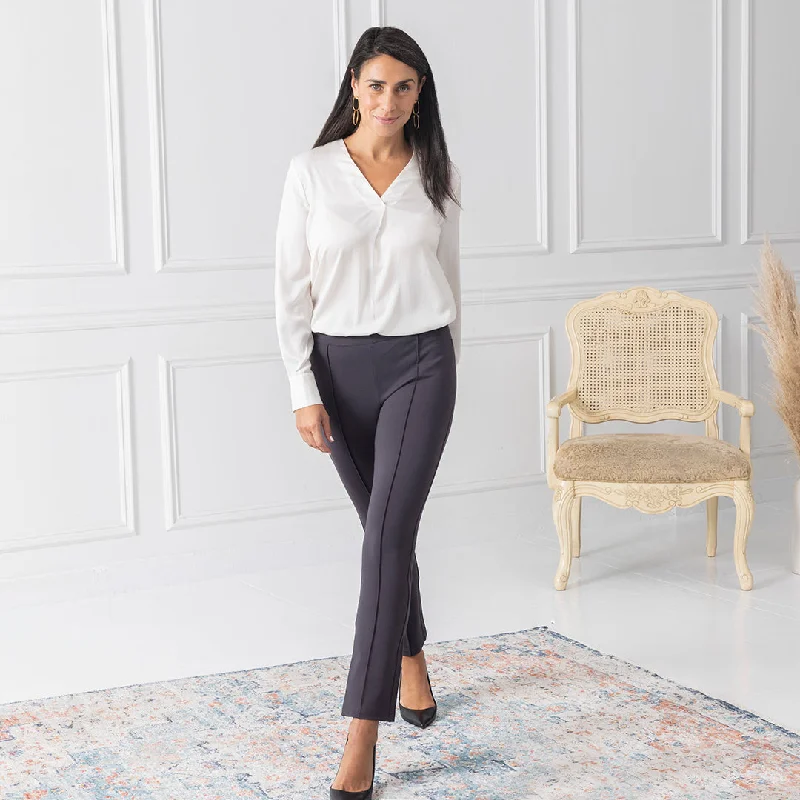 Cropped Women's Corduroy Pants in Autumn ColorsPetaluma Pintuck Pants Standard Fit - Charcoal Grey Cropped Women's Corduroy Pants in Autumn ColorsPetaluma Pintuck Pants Standard Fit - Charcoal Grey