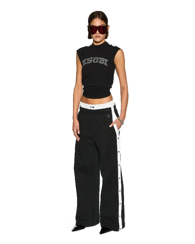 Plus Size Women's Patchwork - Design Jeans for a Unique AppearancePOPPER TRAKPANT BLACK Plus Size Women's Patchwork - Design Jeans for a Unique AppearancePOPPER TRAKPANT BLACK