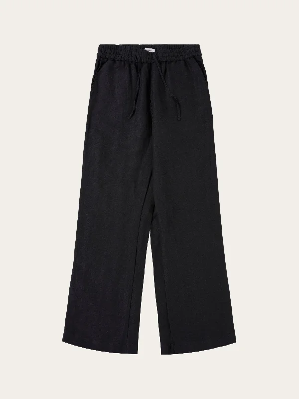 Plus Size Women's Cargo Pants with Multiple Pockets for HikingPOSEY Linen Mix Elastic Waist Pants - Black Jet