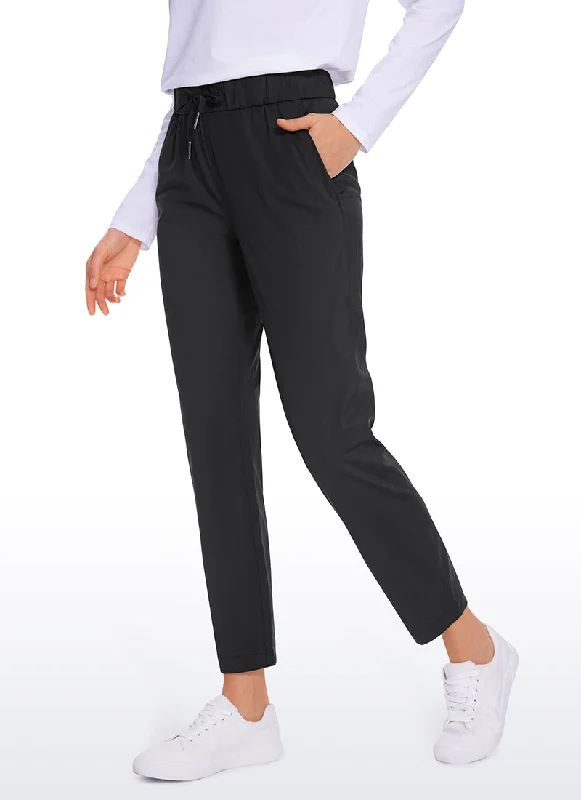 Plus Size Women's Pleated Front Dress Pants for Office WearStretch Drawstring 7/8 Pants with Pockets 27'' Plus Size Women's Pleated Front Dress Pants for Office WearStretch Drawstring 7/8 Pants with Pockets 27''