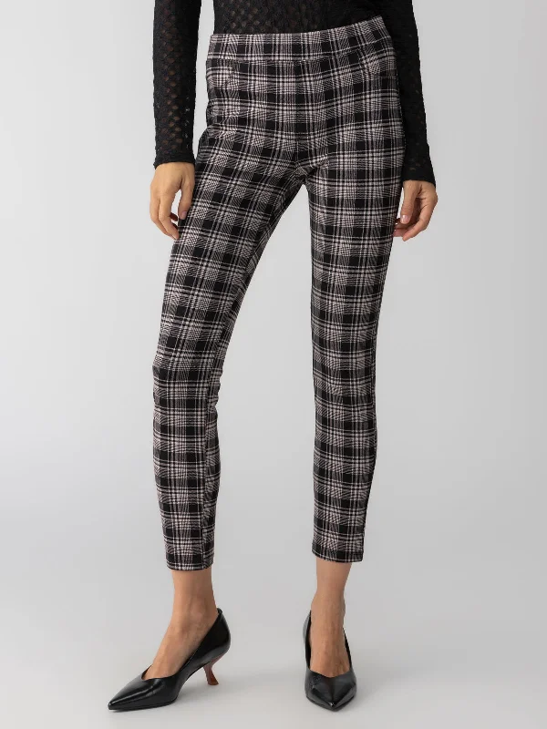 Women's Leather - Look Tight Trousers with Zipper Details in Dark Gray for an Urban StyleRunway Semi High Rise Legging Almond Plaid Women's Leather - Look Tight Trousers with Zipper Details in Dark Gray for an Urban StyleRunway Semi High Rise Legging Almond Plaid