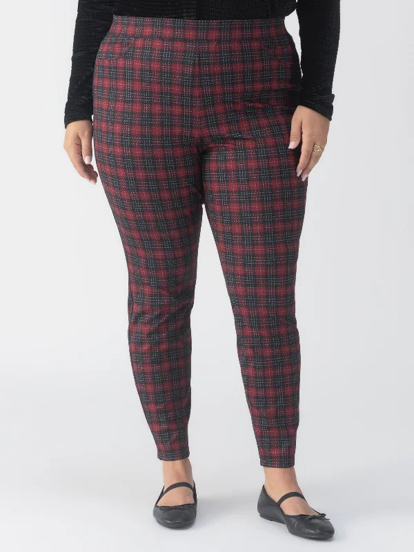 Women's High - Waisted Tight Trousers with Side Slits in Beige for a Trendy LookRunway Semi High Rise Legging Mars Red Check Inclusive Collection Women's High - Waisted Tight Trousers with Side Slits in Beige for a Trendy LookRunway Semi High Rise Legging Mars Red Check Inclusive Collection