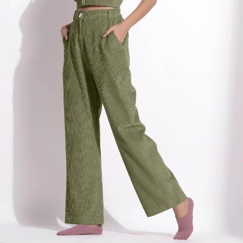 Straight - Leg Women's Vegan Leather Pants for a Chic LookSage Green Warm Cotton Corduroy Wide Legged Trousers Straight - Leg Women's Vegan Leather Pants for a Chic LookSage Green Warm Cotton Corduroy Wide Legged Trousers