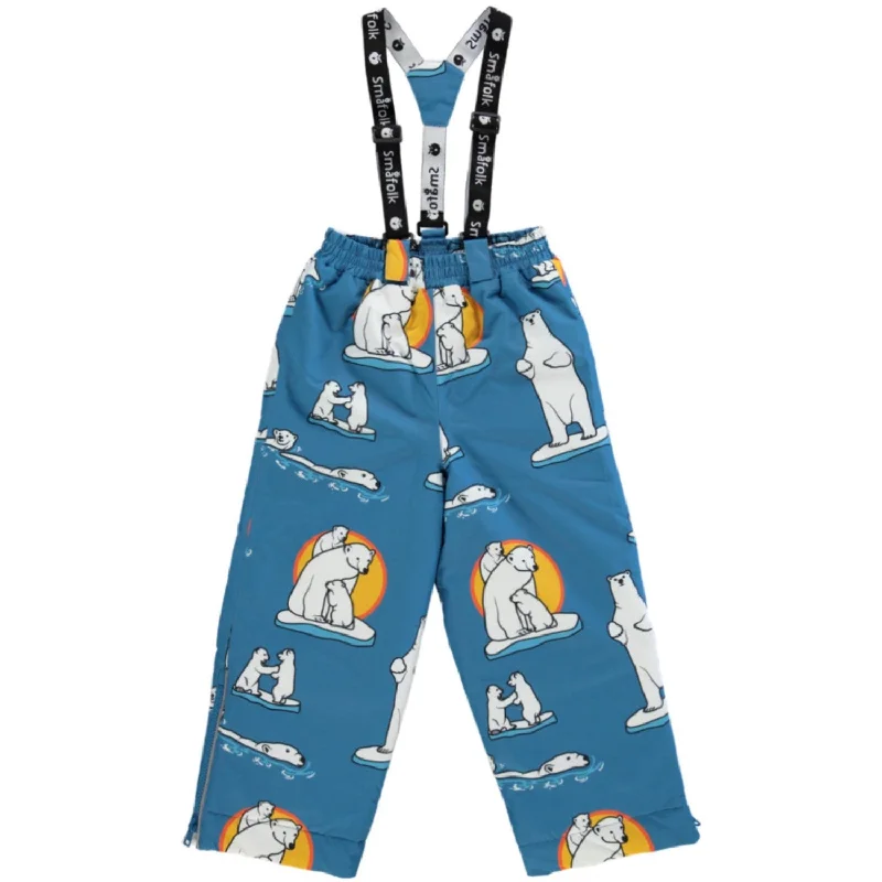 Plus Size Women's Patchwork - Design Jeans for a Unique AppearanceSmåfolk Solid Blue Snow Pants With Polaer Bears Plus Size Women's Patchwork - Design Jeans for a Unique AppearanceSmåfolk Solid Blue Snow Pants With Polaer Bears