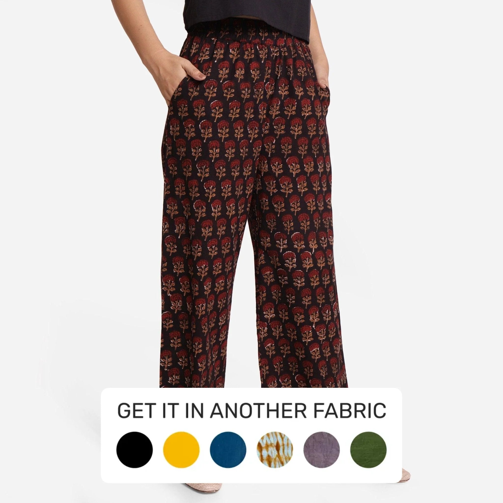 Traditional Block Printed Cotton High-Rise Pant