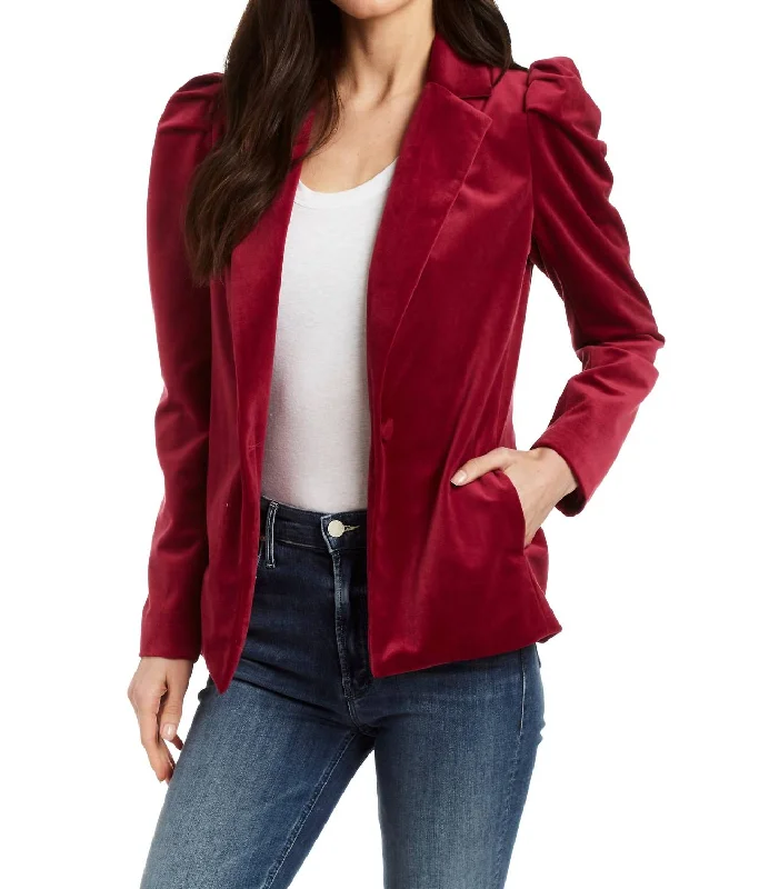 Double - Breasted Women's Polyester Blazers in Bright Colors for a Fun StyleCarole Velvet Jacket In Passion Double - Breasted Women's Polyester Blazers in Bright Colors for a Fun StyleCarole Velvet Jacket In Passion