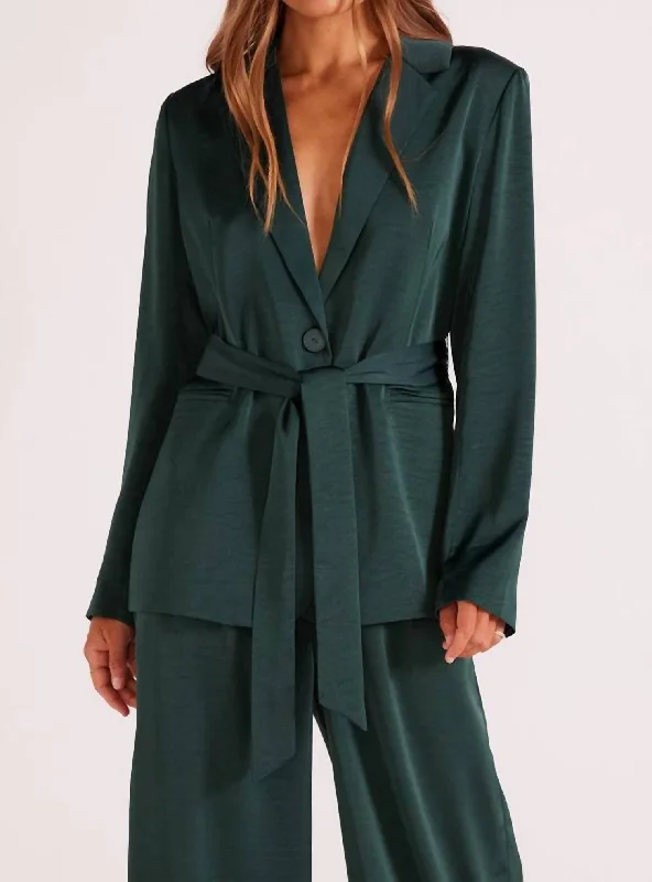 Women's Slim - Fit Blazers in Charcoal Gray for a Professional AppearanceErin Belted Blazer In Emerald Women's Slim - Fit Blazers in Charcoal Gray for a Professional AppearanceErin Belted Blazer In Emerald