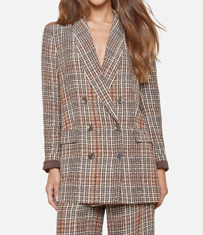 Plus Size Women's Ruffled Blazers in Pink for a Girly and Fashionable LookJayda Tweed Blazer In Brown Plaid Plus Size Women's Ruffled Blazers in Pink for a Girly and Fashionable LookJayda Tweed Blazer In Brown Plaid